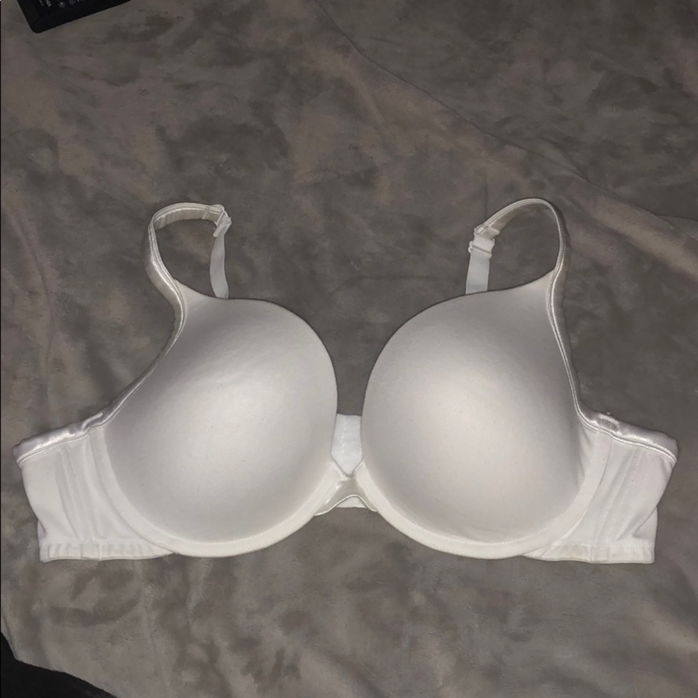 Cacique White Cotton Boost Plunge Bra NWOT